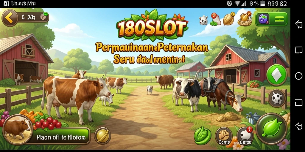 Tampilan gameplay seru di 180SLOT dengan aktivitas bertani.