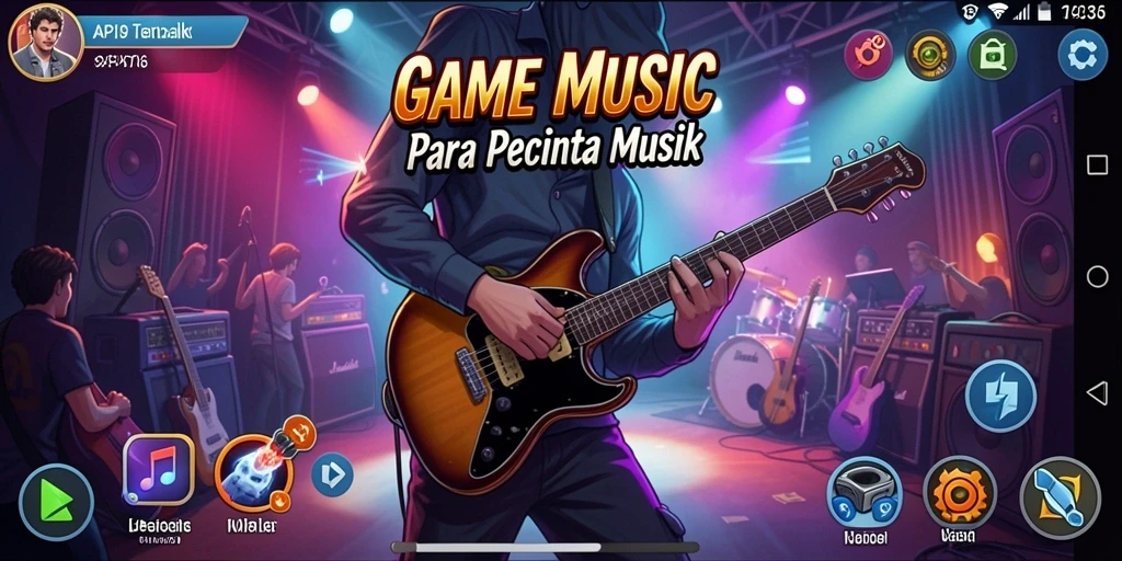 Tampilan gameplay menampilkan pengguna yang menikmati permainan musik dengan interaksi tinggi.