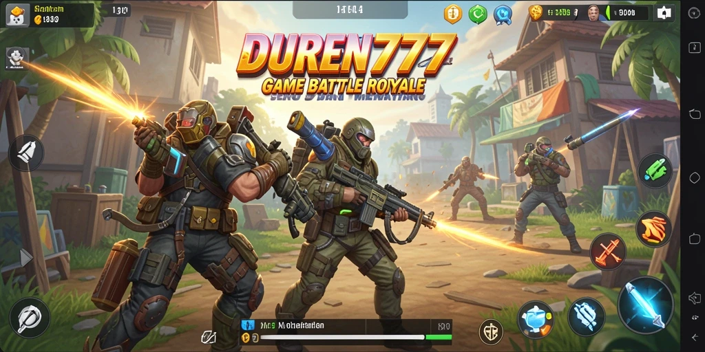 Tampilan seru dari gameplay <strong>DUREN777</strong> di arena pertarungan Battle Royale.