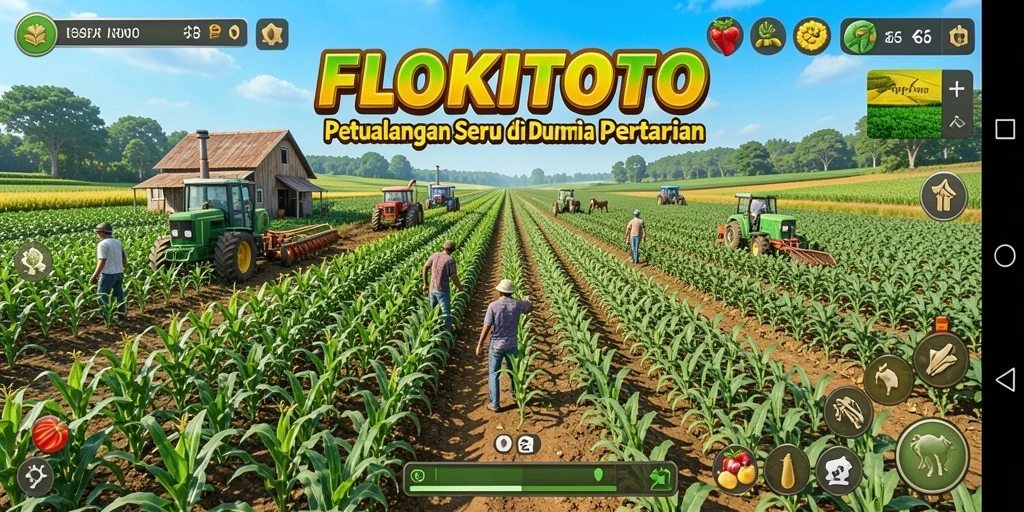 Tampilan gameplay menarik dari FLOKITOTO yang menampilkan pertanian.