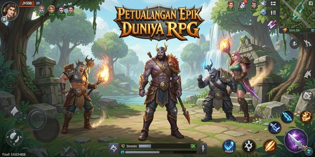 Gameplay RPG JVS88 dengan karakter dan pertarungan yang seru.