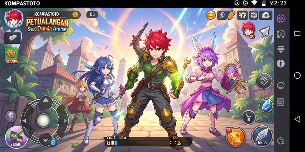 Tampilan gameplay seru dalam KOMPASTOTO yang penuh warna dan karakter Anime.