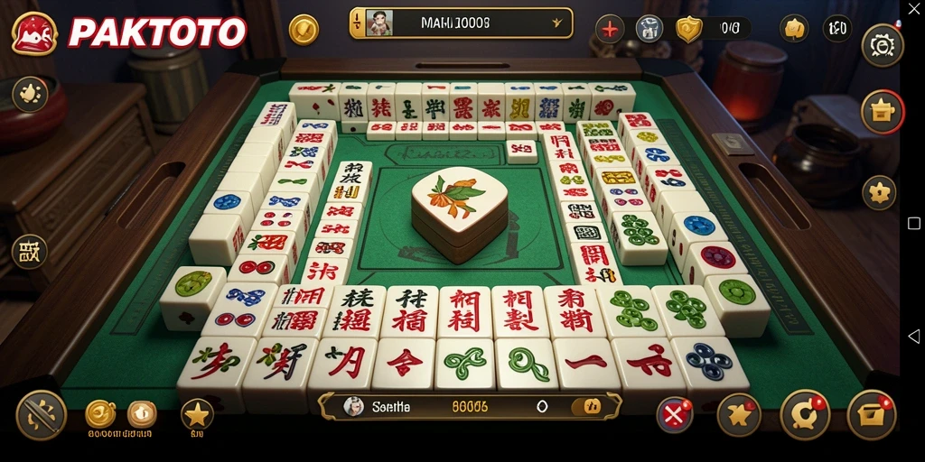 Screenshot gameplay PAKTOTO menampilkan papan Mahjong yang menarik.