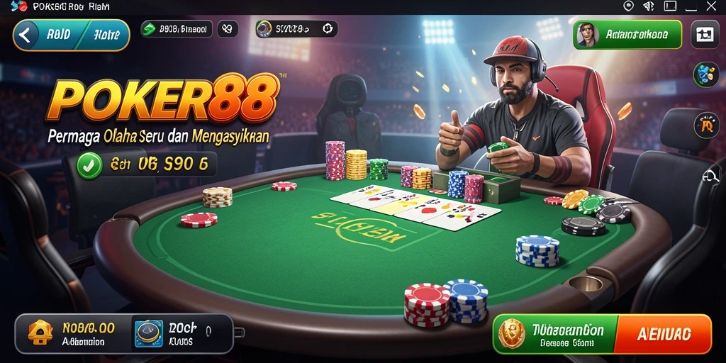 Tampilan gameplay POKER88 yang menegangkan dan seru.